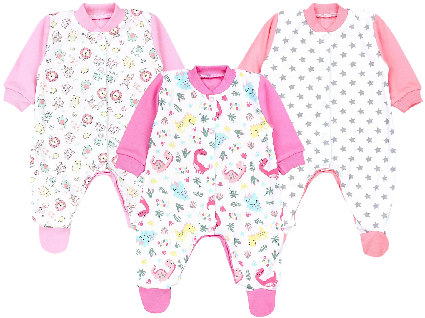 TupTam Baby Mädchen Schlafstrampler mit Fuß 3er Pack
