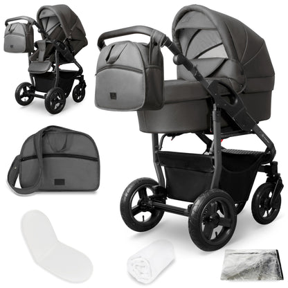 Bergsteiger Capri 3-in-1 Combination Pushchair - Baby Carrier, Sports Seat & i-Size Baby Seat, Pneumatic Tyres, Suspension, Height-Adjustable Handle, Foldable, Accessories