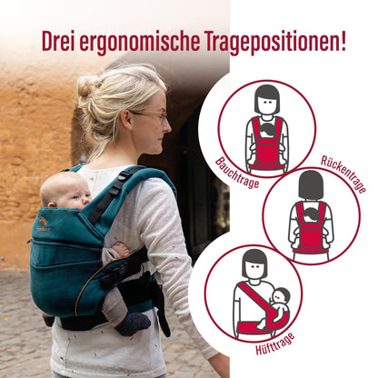 manduca XT Babytrage - Verstellbarer Sitz, der mitwächst - Vom Neugeborenen bis zum Kleinkind - Babytrage aus Bio-Baumwolle mit 3 Tragemöglichkeiten