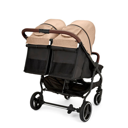 Ickle Bubba Venus Prime Double Pushchair - Suitable from Birth to 15kg (approx. 3 Years), Lightweight Foldable Twin Pushchair with Newborn Cocoon, 2 Foot Warmers and Rain Cover (Biscuits)
