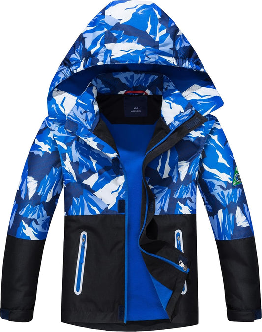 LAUSONS Children's Lined Jacket, Boys' Transition Jackets for Boys, Softshell Jackets with Camouflage Pattern