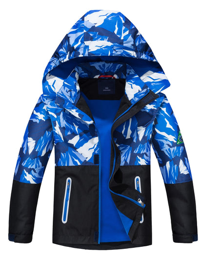 LAUSONS Children's Lined Jacket, Boys' Transition Jackets for Boys, Softshell Jackets with Camouflage Pattern
