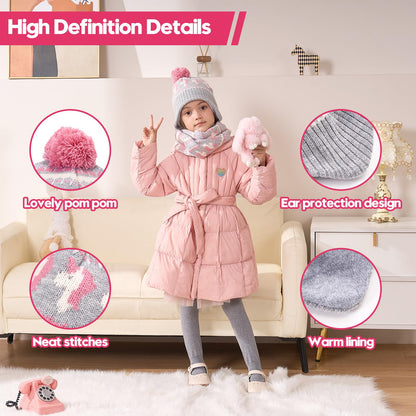 Winter Hat Girls Kids Beanie Earflap Pompom Baby Knitted Hat Girls 