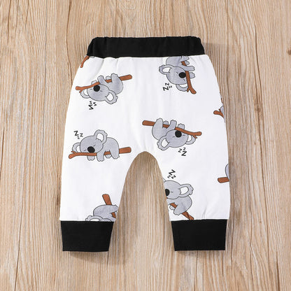 Himllauen Baby Jungen Mädchen 3-teiliges Set Koala Print Body + Hose + Hut Baby Set Kleinkind Kleidung Niedliche Outfit