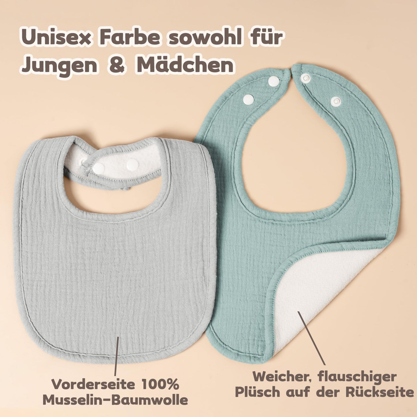 Susurration Bibs Baby Muslin Bandana Baby Soft Adjustable Square Dribble Bibs 6 pack for Unisex Girls &amp; Boys 