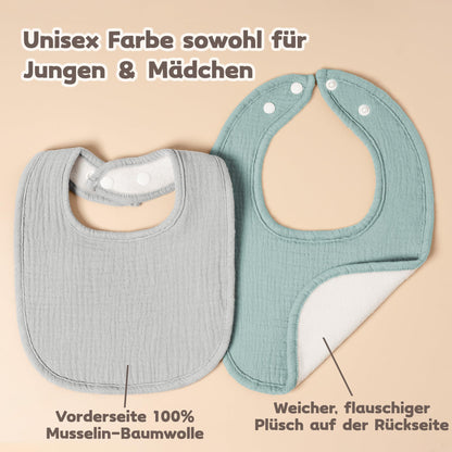 Susurration Bibs Baby Muslin Bandana Baby Soft Adjustable Square Dribble Bibs 6 pack for Unisex Girls &amp; Boys 