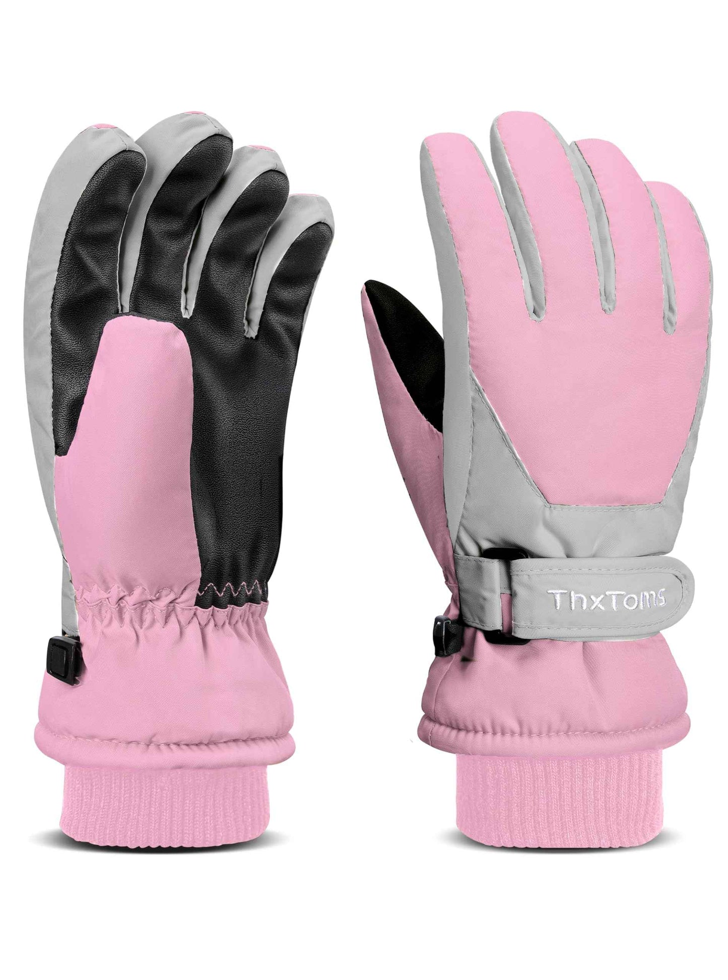 ThxToms Children's Ski Gloves, Winter Snow Ski Gloves, -15°C, Windproof, Waterproof, Warm, PU Thickened Cold Weather, Outdoor Sports, Snowboarding, Skiing, Bike, for Boys and Girls aged 3-13 Years Old