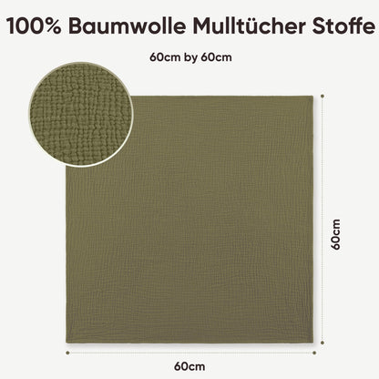 Bearmoss Moltontücher Baby 100% Baumwolle Weiche Spucktücher Baby,Atmungsaktiv und Extrem Saugfähig Musselin Tuch für Saugstark Mulltücher 6er 60x60 cm (Dinosaurier)