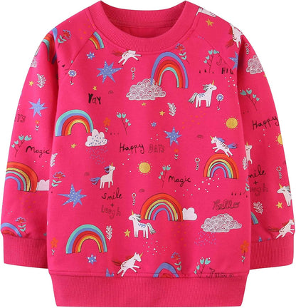 Mädchen Sweatshirt für Kinder Süß Cartoon Pullover Baumwolle Top Langarm T-Shirt Größe 1-12 Jahre