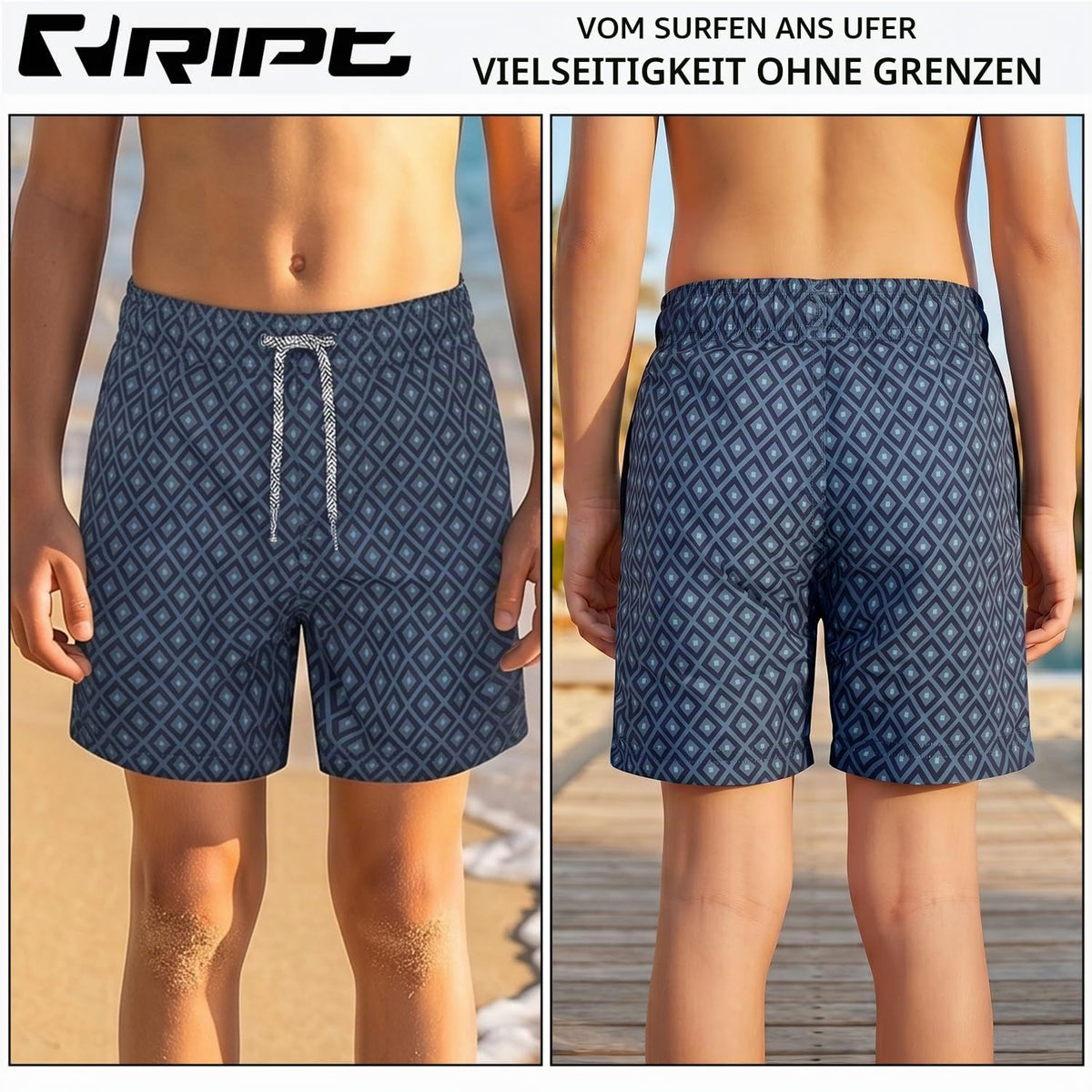 Schnelltrocknende Badeshorts für Jungen – UV50 Sonnenschutz für Aktiven Sommer Spaß