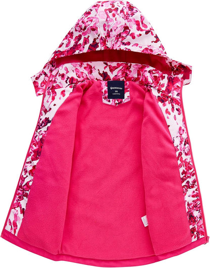 Mädchen Übergangsjacke Gefütterte Regenjacke mit Abtrennbare Kapuze