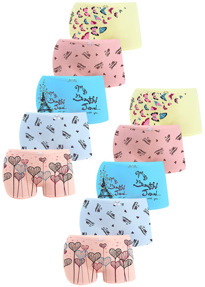LOREZA ® 10er Pack Mädchen Pantys Boxershorts Unterwäsche aus Baumwolle - Gr. 92-170