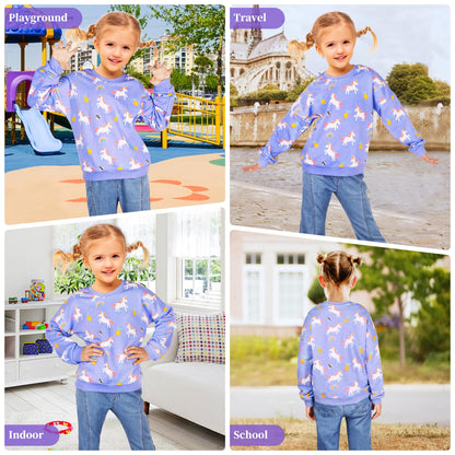 Baogaier Sweatshirt Mädchen Pullover Baumwolle Leichtgewicht Casual Sport Langarmshirt Pailletten Pelzig Tierdruck Kinder Kleidung Langarm Rundhalsausschnitt Tops 2-7 Jahre, Gr.92-122