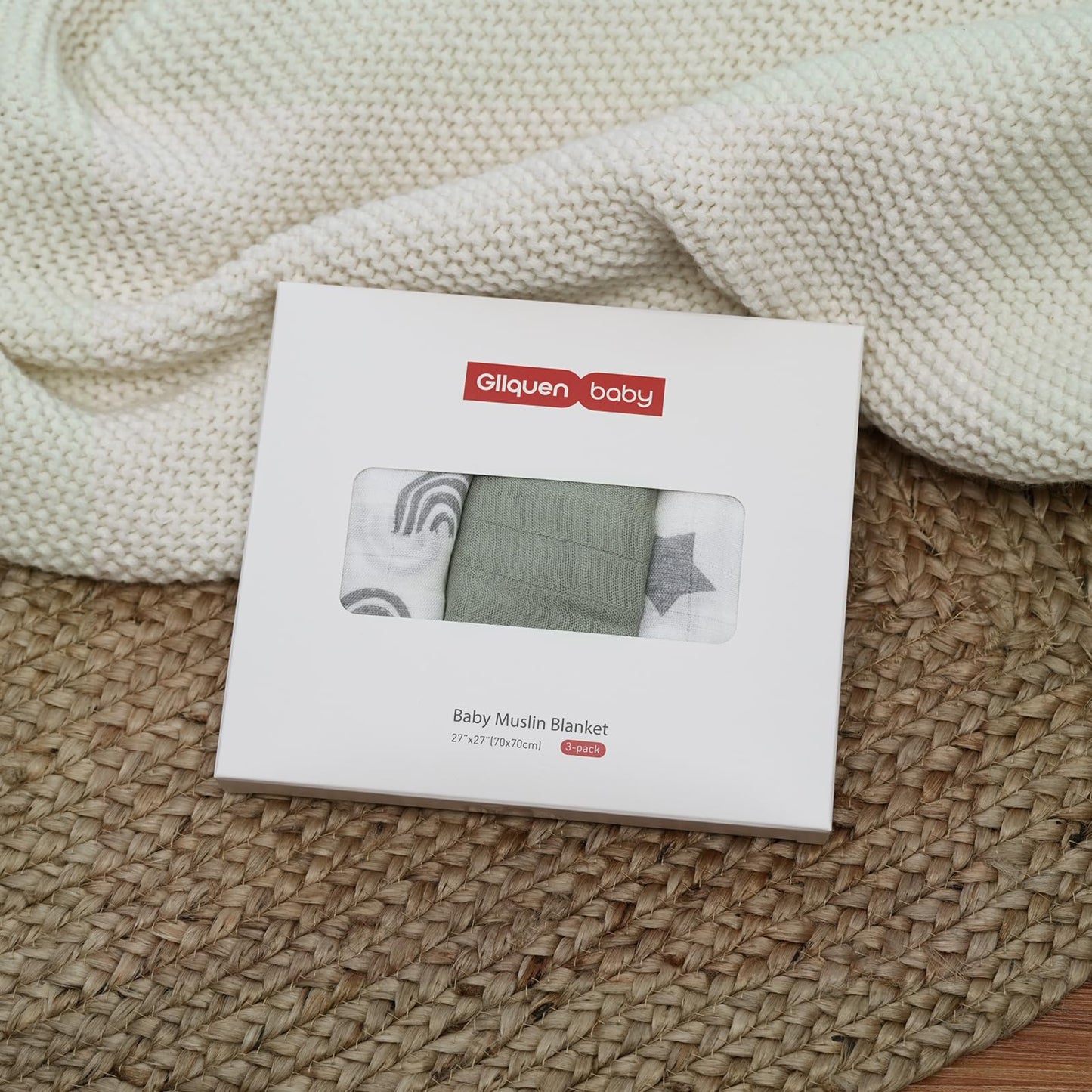 GLLQUEN Musselintücher für Babys, 6 Stück Spucktücher aus Baumwolle 70 cm x 70 cm, saugfähig und atmungsaktiv und ideal zum Reinigen, Abwischen und Abdecken von Neugeborenen