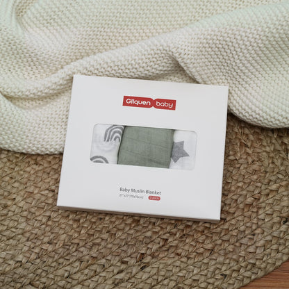 GLLQUEN Musselintücher für Babys, 6 Stück Spucktücher aus Baumwolle 70 cm x 70 cm, saugfähig und atmungsaktiv und ideal zum Reinigen, Abwischen und Abdecken von Neugeborenen