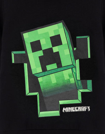 Minecraft Boys Hooded Sweatshirt | Kids & Teenagers Black Graphic Hoodie | Game Sprite Jumper Creeper Block Pop Out Sweatshirt | Gamer Merchandise Gift for Him