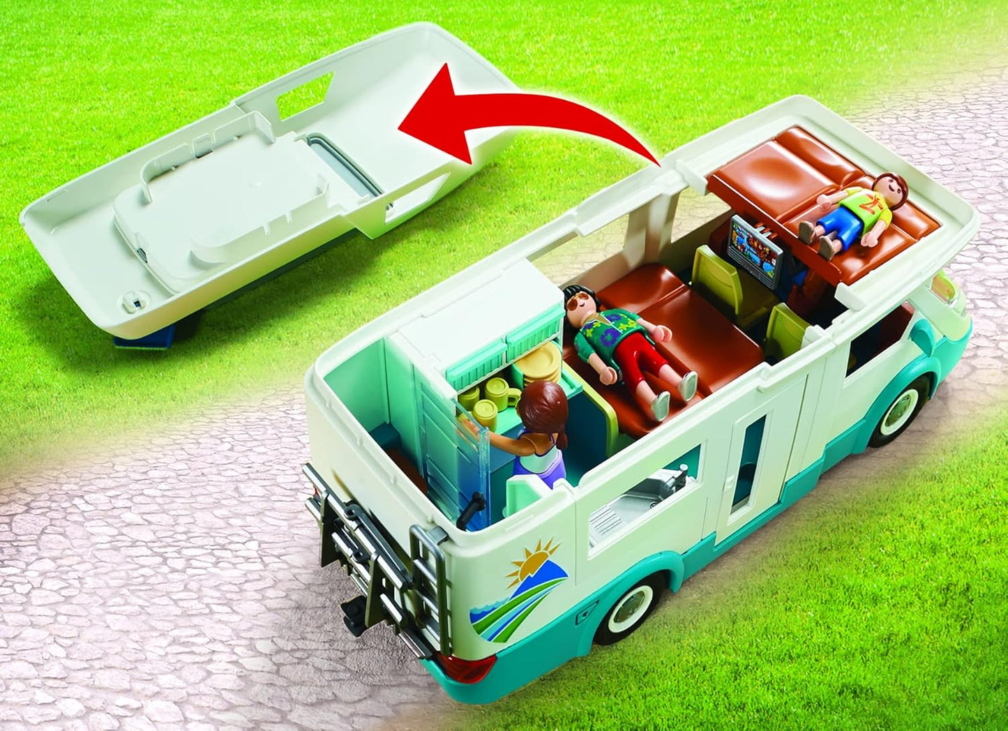 PLAYMOBIL | Family Fun | Familien-Wohnmobil | mit abnehmbaren Dach | Spielzeug für Kinder ab 4 Jahren | 70088