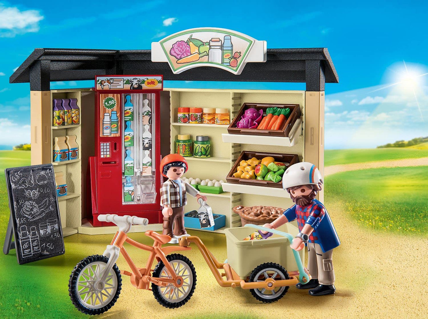 PLAYMOBIL Country 71441 Gemütliches Bauwagencafé, spielerisches Lernen mit liebevoll gestaltetem Bauwagen, detailreicher Austattung und einem Gänseteich, nachhaltiges Spielzeug für Kinder ab 4 Jahren