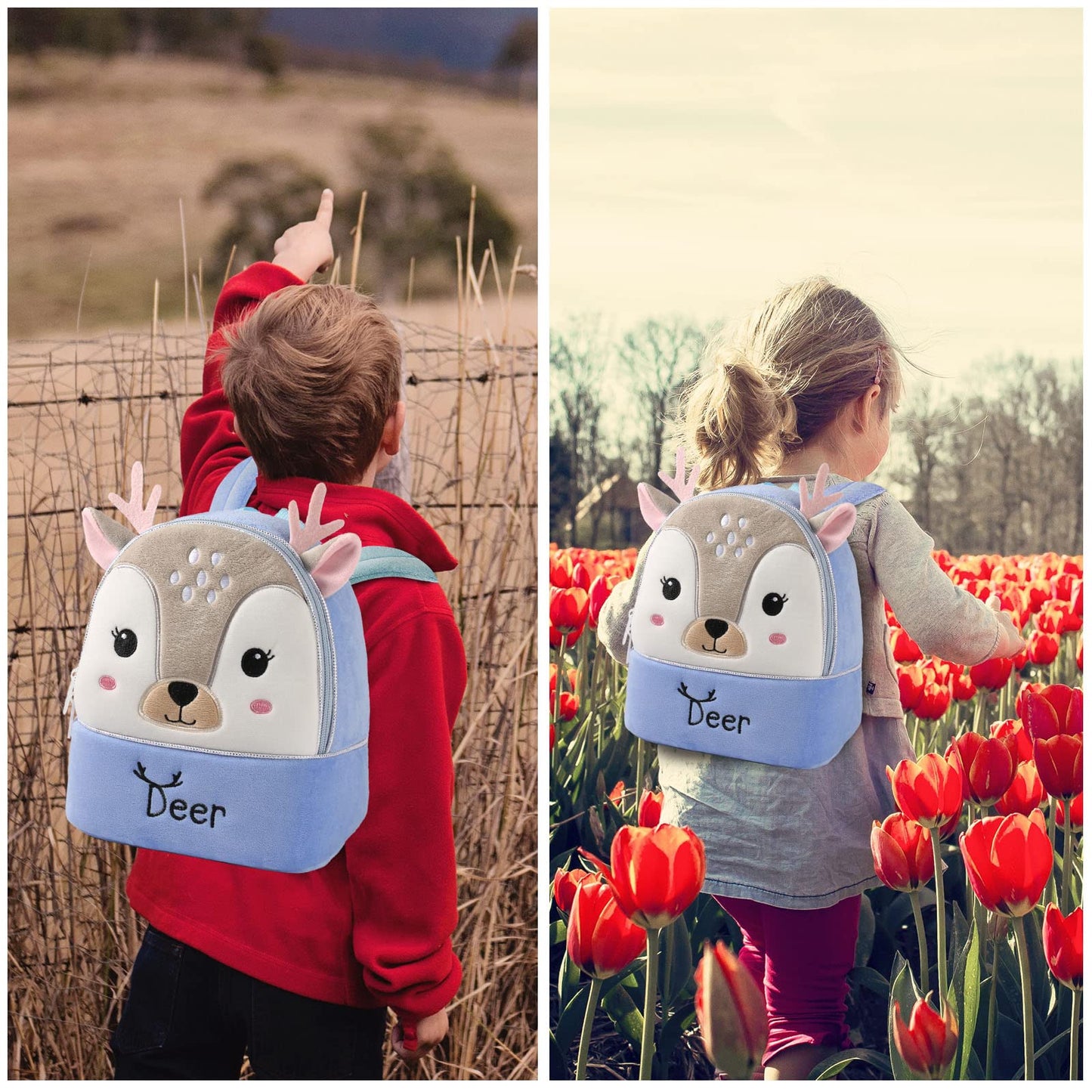 Kinderrucksack Kinder Mini Schulrucksack Tiere Kindergartentasche fur Jungen Madchen Kleinkind (Rosa Kuh)
