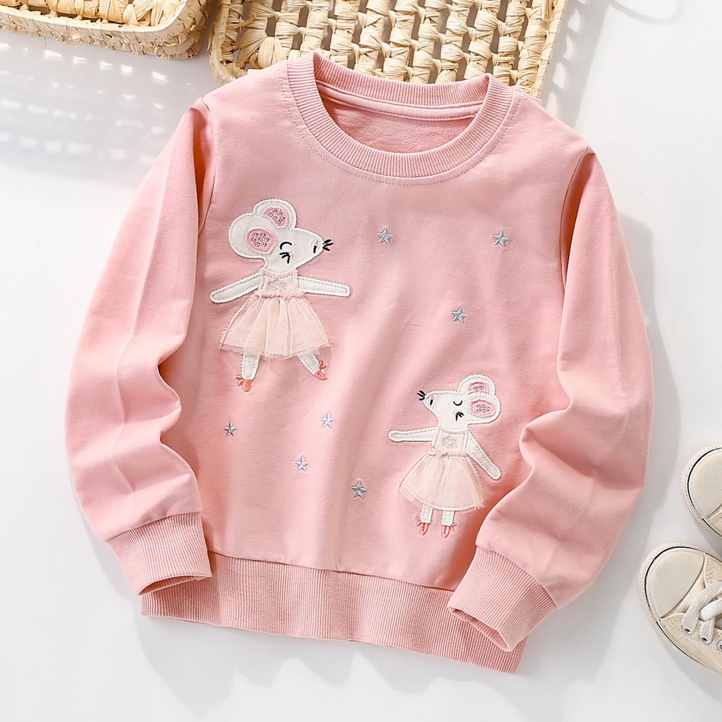 Sweatshirt Mädchen Pullover Kinder Mädchen Baumwolle Langarm Shirt Einhorn Bunny Warm Tops 2-8 Jahre Größe 92 98 104 110 116 122 128