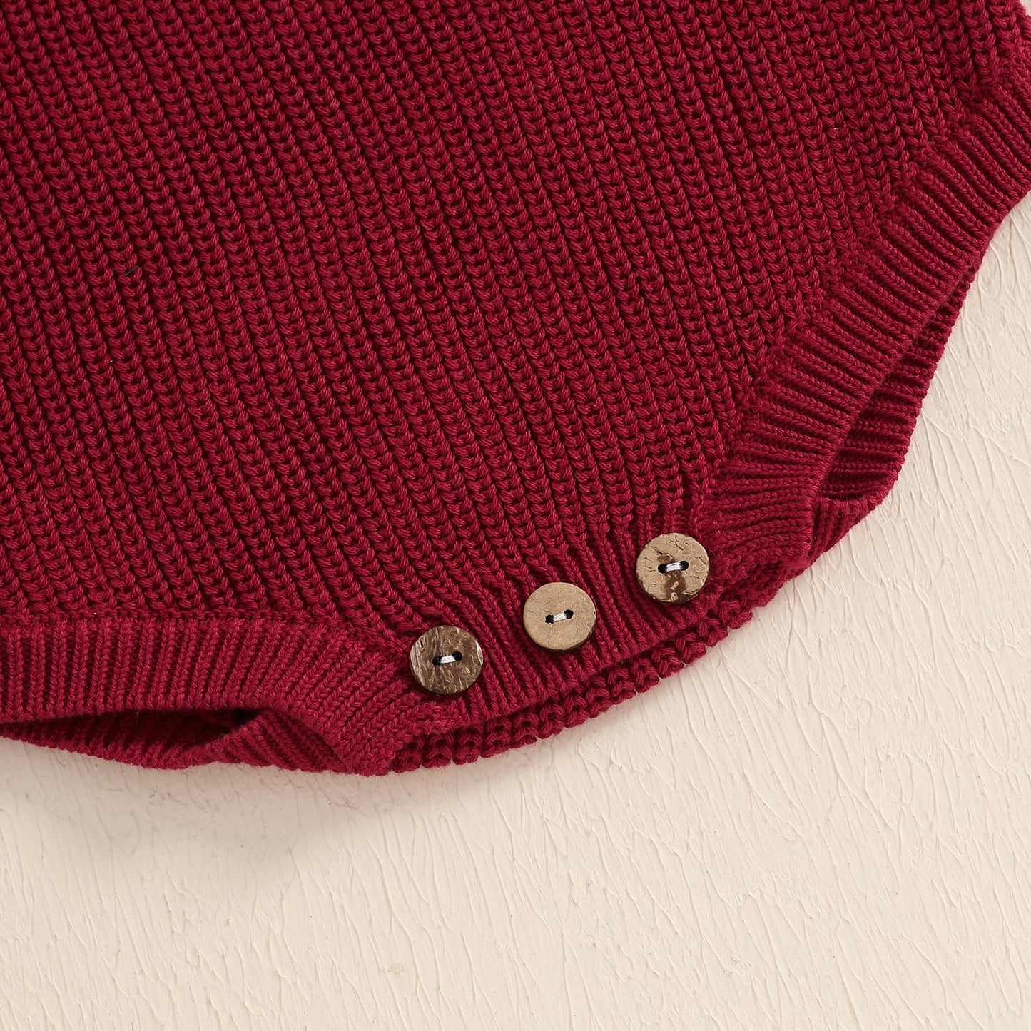 Geagodelia Knitted Christmas Romper Baby Girl Boy Christmas Jumper My First Christmas Newborn Baby Jumper Romper Bodysuit Christmas Jumper