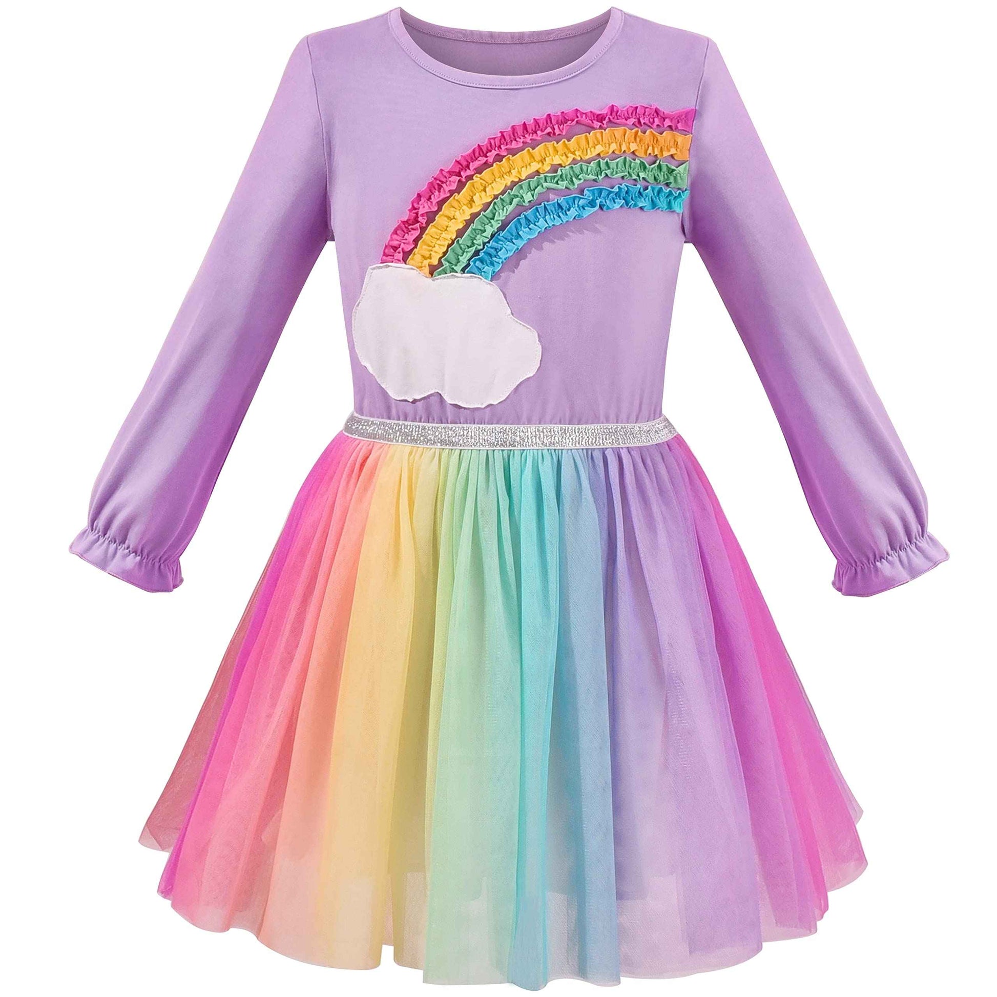 Girls' Long-Sleeve Tutu Skirt Tie Party Size 110–146
