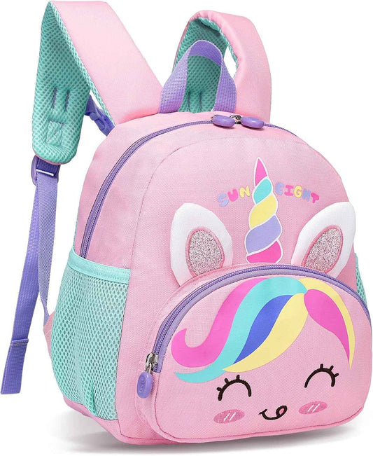 Kinderrucksack Mädchen Kleiner Rucksack Kinder mit Brustgurt, Rosa | Leicht Wasserdicht Vorschule Kleinkind, Schulrucksack Einhorn, Tagesrucksack, Kindergarten Schultasche für 1-5 Jahre