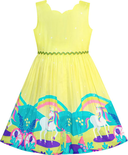 Sunny fashion girls' sleeveless polka dot dress rose garden green print size
