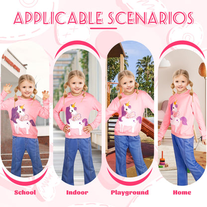 Baogaier Sweatshirt Mädchen Pullover Baumwolle Leichtgewicht Casual Sport Langarmshirt Pailletten Pelzig Tierdruck Kinder Kleidung Langarm Rundhalsausschnitt Tops 2-7 Jahre, Gr.92-122