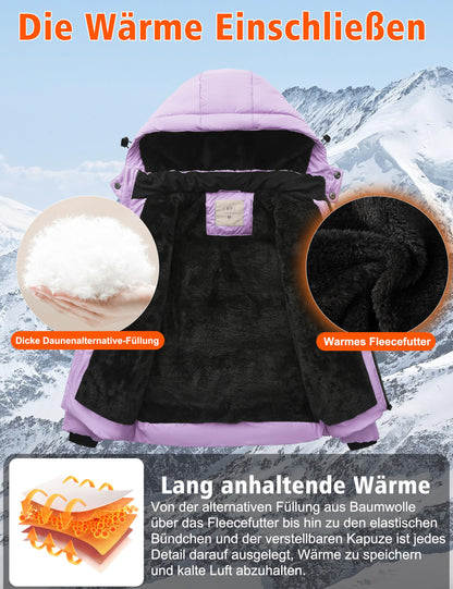 Winter Jacke Jungen Mädchen Kinder Jacke Warm Gefüttert Puffer Jacken Kinder Jacken Winter mit abnehmbarer Kapuze Wandern Jacke