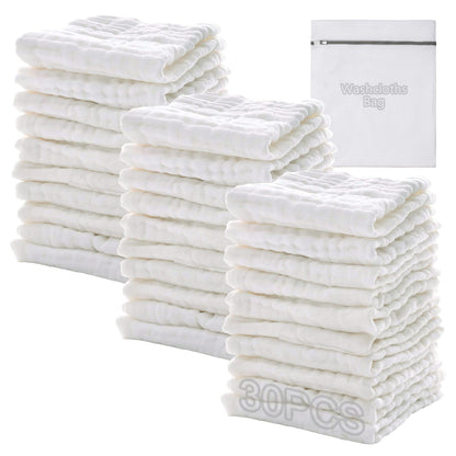 Koo-dib Baby Musselin Waschlappen Tuch Mullwindeln Spucktücher -Handtücher Weiche Neugeborene Gesichtstücher Saugfähig Junge Mädchen Sabberlätzchen 10 Stück 25x25 cm lätzchen