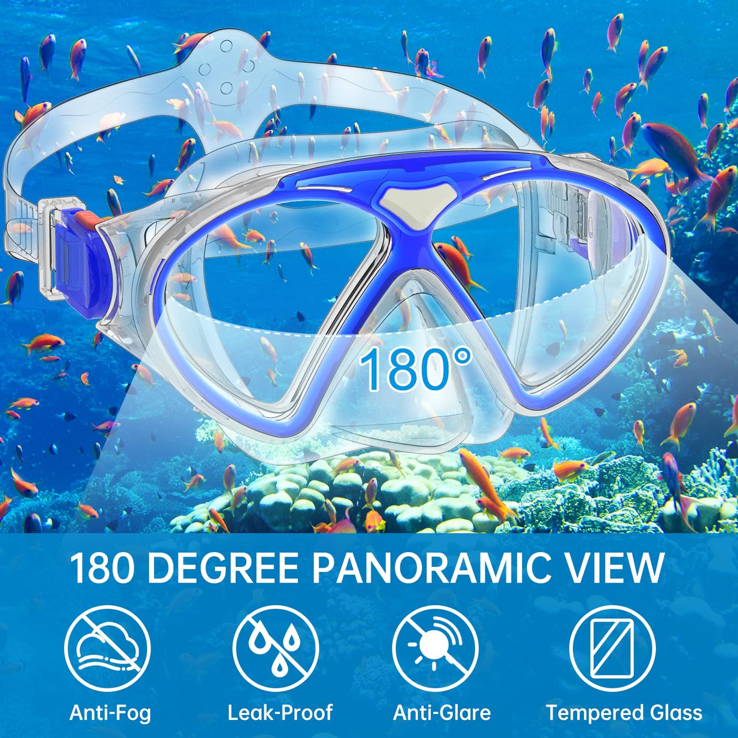 JEMULICE Taucherbrille Kinder, Schwimmbrille Kinder Schnorchelmaske für Jungen Mädchen, Tauchmaske mit Nasenabdeckung 180°Panorama HD Anti Nebel Anti-Leck Schwimmmaske für Kinder 4-16 Jahre