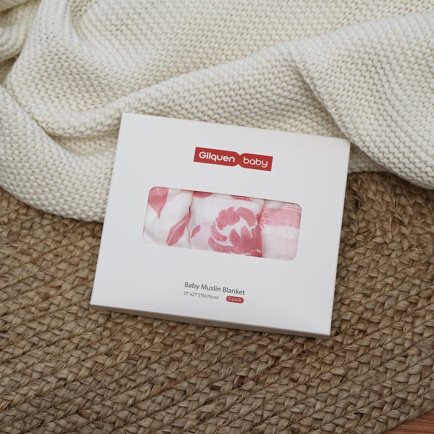 GLLQUEN Musselintücher für Babys, 6 Stück Spucktücher aus Baumwolle 70 cm x 70 cm, saugfähig und atmungsaktiv und ideal zum Reinigen, Abwischen und Abdecken von Neugeborenen