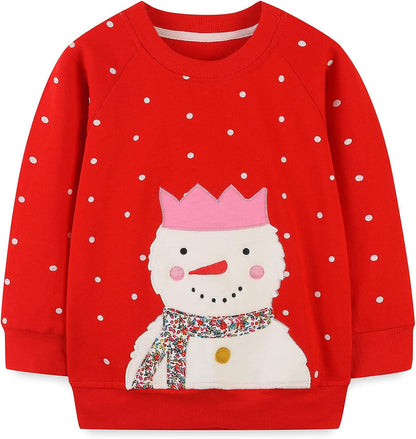 Mädchen Sweatshirt für Kinder Süß Cartoon Pullover Baumwolle Top Langarm T-Shirt Größe 1-12 Jahre