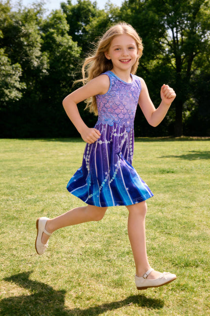 Mädchenkleid Schmetterling A-Linie Ärmelloses Sommerkleid Buntes Kleid 4-12 Jahre