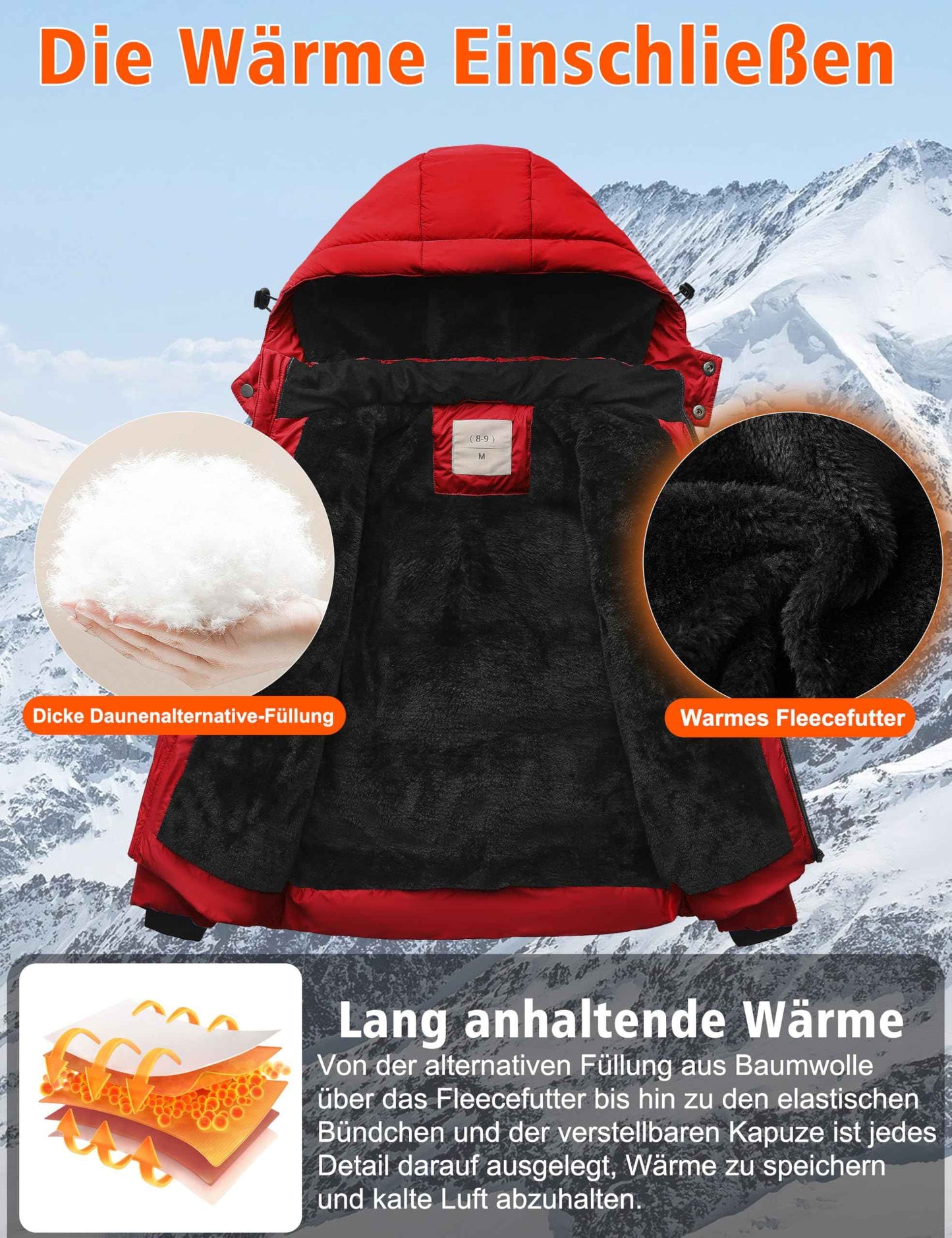 Winter Jacket Boys Girls Kids Jacket Warm Lined Puffer Jackets Children's Jackets Winter with Removable Hood Hiking Jacket