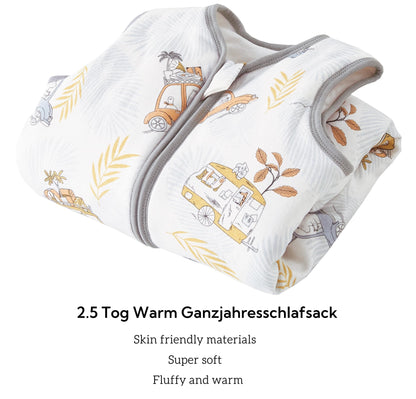 Chilsuessy Baby Sleeping Bag with Legs, 2.5 Tog All-Season Sleeping Bag (CPC Certification) for Infants, Children, Dinosaur Park, 80 cm, Baby Height 90–100 cm