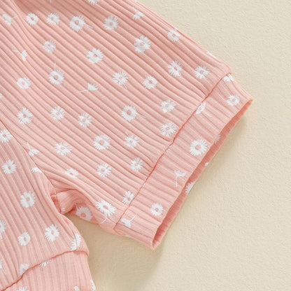 3tlg Baby Mädchen Sommer Kleidung Set Rüschen Kurzarm Strampler + Rüschen Shorts + Stirnband Babyset Weiche Neugeborene Ausgehen Outfit