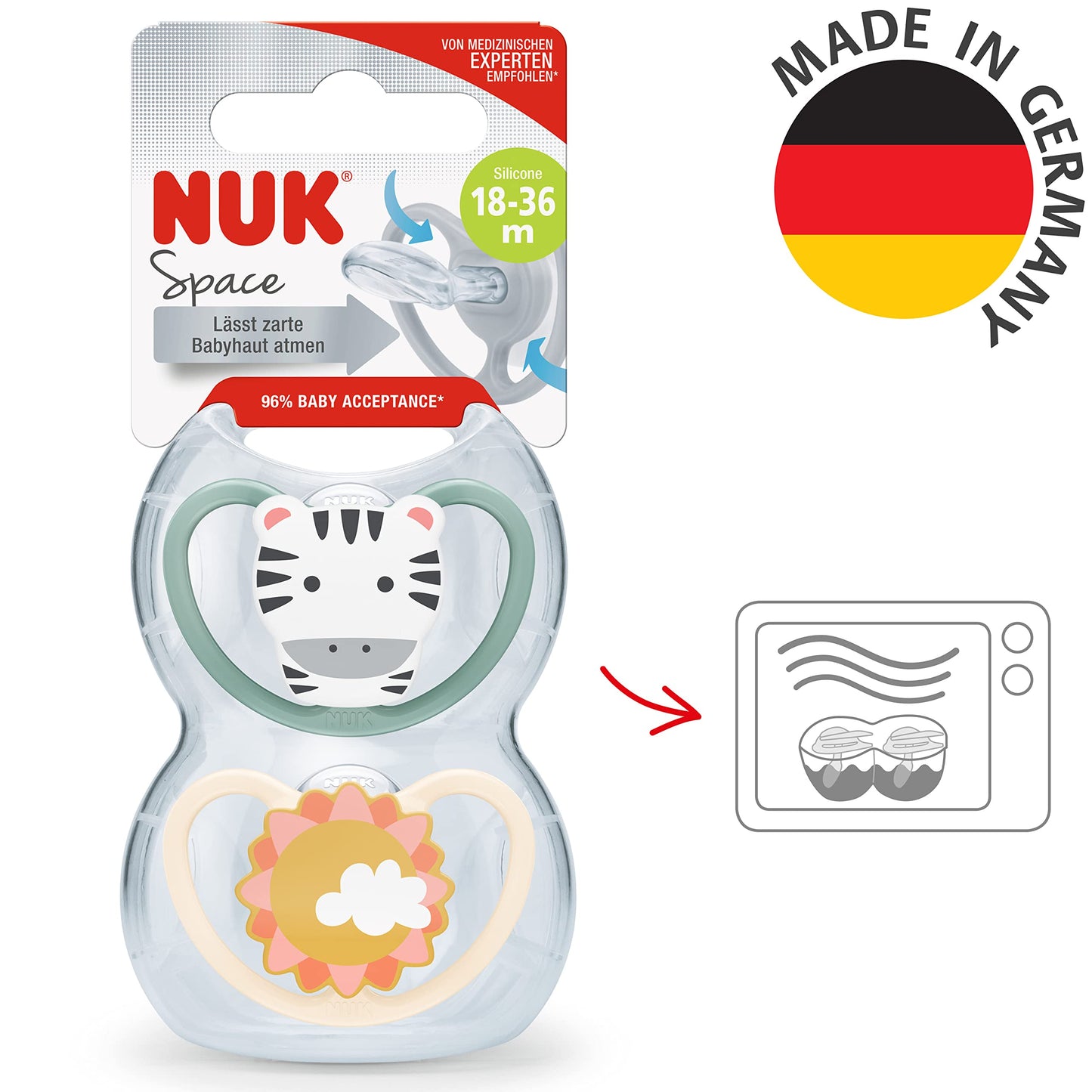NUK Space Schnuller | 0–6 Monate | Schnuller mit extra Belüftung | BPA-freies Silikon | Disney Winnie Puuh | 2 Stück