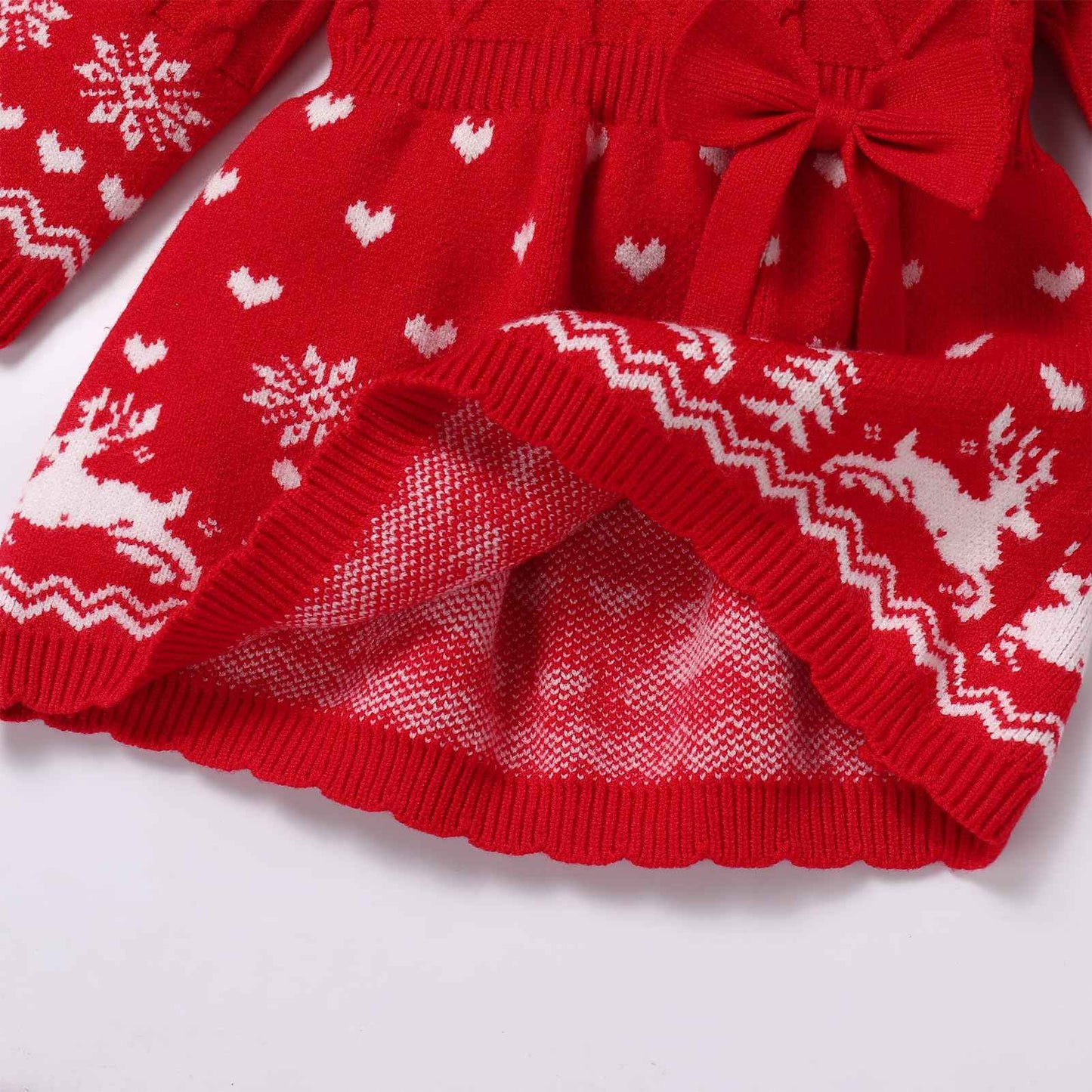 FYMNSI Baby Girls' Christmas Jumper Knitted Dress Long Sleeve Knitted Dress Warm Autumn Winter Christmas Dress Party Dress