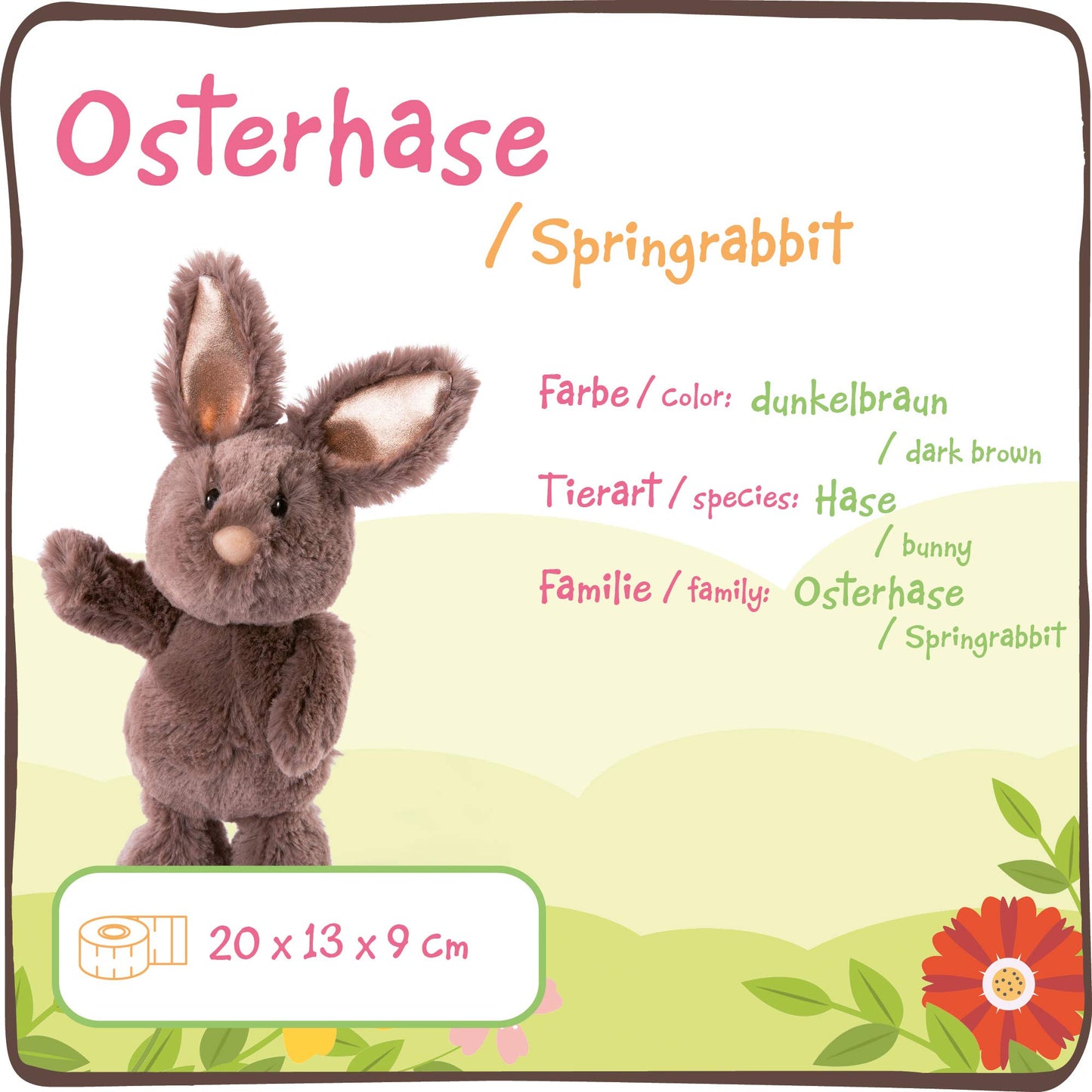 NICI 46333 Kuscheltier Hase Hellbraun 20cm – Plüschtier für Mädchen, Jungen & Babys – Flauschiges Stofftier zum Spielen, Sammeln & Kuscheln – Gemütliches Schmusetier