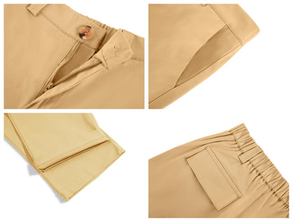 Haloumoning Mädchen Cargohose Baumwoll Y2K Baggy Cargo Hose Kinder Straight Leg Hohe Taille Jogginghose Casual Outdoorhose mit Elastische Taille und Taschen