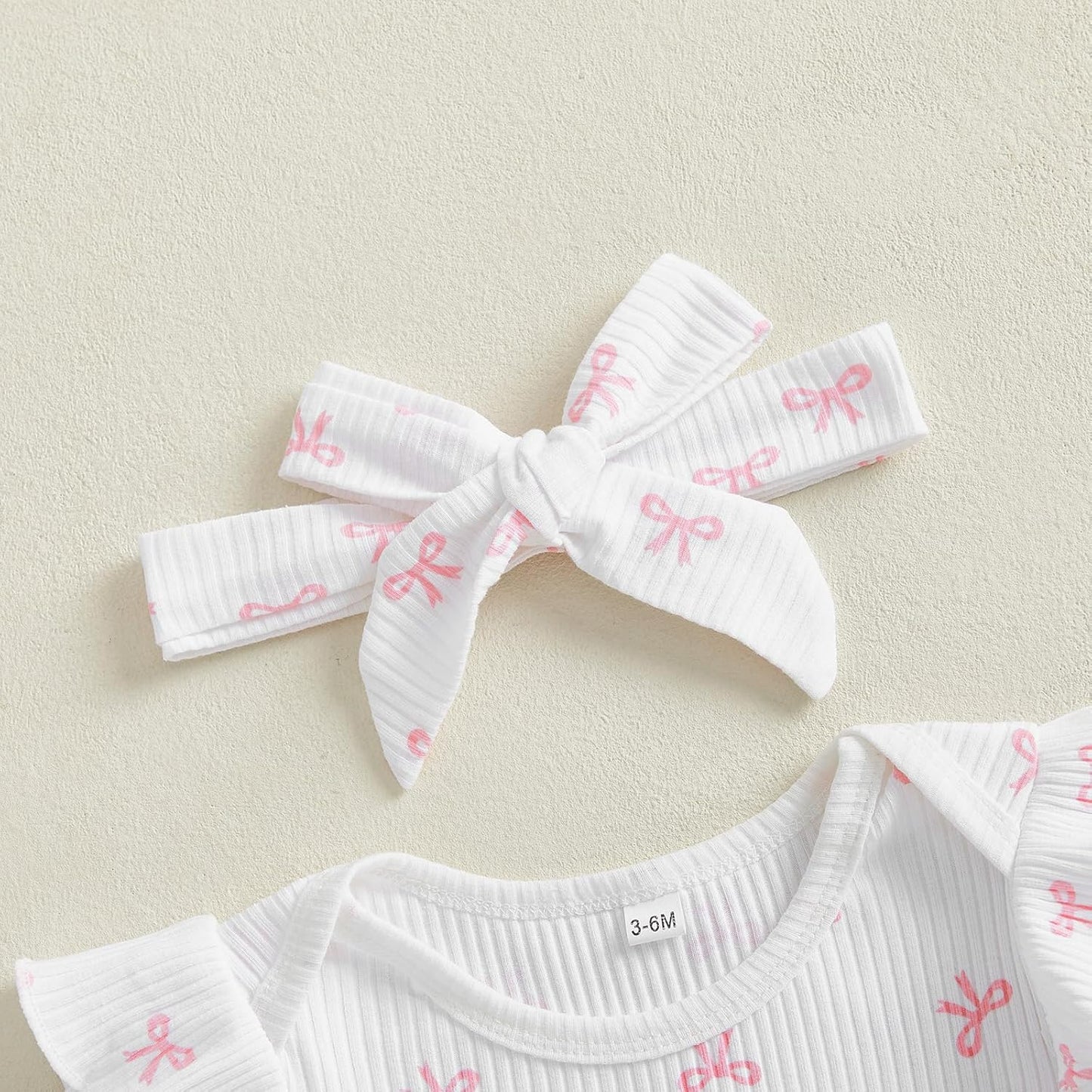 3tlg Baby Mädchen Sommer Kleidung Set Rüschen Kurzarm Strampler + Rüschen Shorts + Stirnband Babyset Weiche Neugeborene Ausgehen Outfit