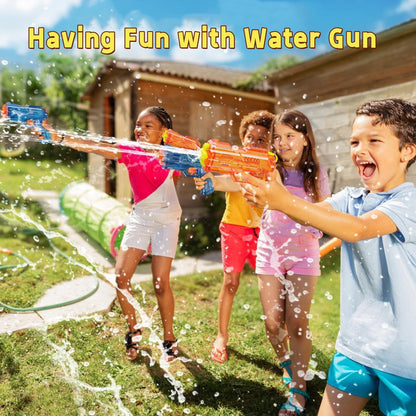 Wasserpistolen 2er-Set Wasserspritzpistole, Spritzpistole, Wasserpistole für Kinder, große Reichweite, Wasserpistole für Kinder, Erwachsene, Sommer, Außenpool und Strandspielzeug (Blau + Orange)