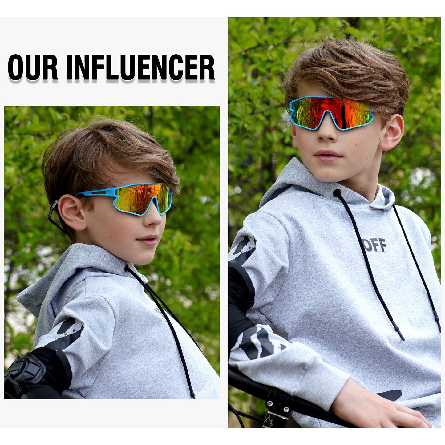 DUCO DK268 Children's Sunglasses Youth Baseball Sunglasses Lightweight TR90 Frame UV400 Sports Cycling Sunglasses for Boys Girls