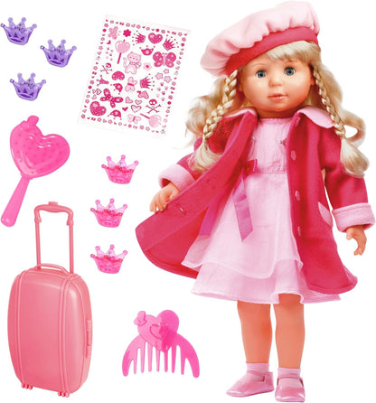 Bayer Design 94635AA Funktionspuppe Charlene Interactive mit Haaren und Schlafaugen, spricht und singt 90 Sätze, 2 Gedichte und 8 Lieder, 46cm, Pink