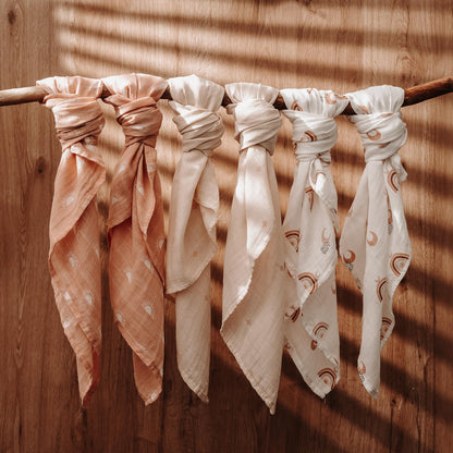 GLLQUEN Musselintücher für Babys, 6 Stück Spucktücher aus Baumwolle 70 cm x 70 cm, saugfähig und atmungsaktiv und ideal zum Reinigen, Abwischen und Abdecken von Neugeborenen