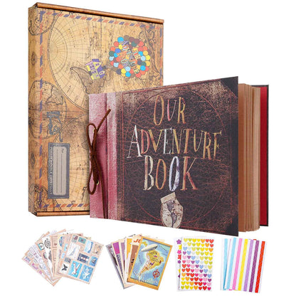 Unser Abenteuer Buch Album Foto Scrapbooking 12,3 x 12,1 Zoll, Abenteuer Buch Fotoalbum 60 Seiten, Fotoalbum für DIY Jahrestag für Männer, Kreative Geschenke Valentinstag
