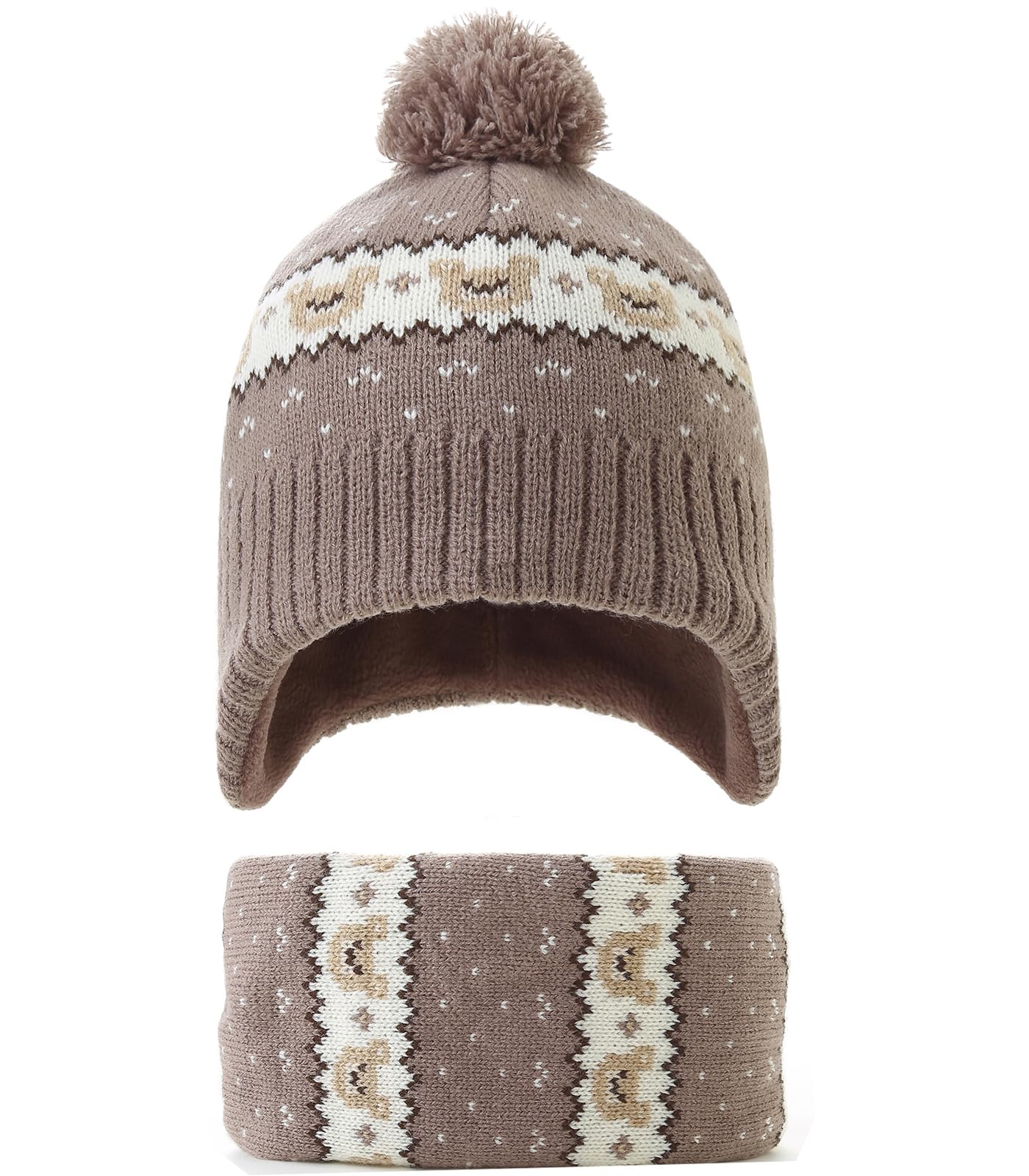 Winter Hat Girls Kids Beanie Earflap Pompom Baby Knitted Hat Girls 