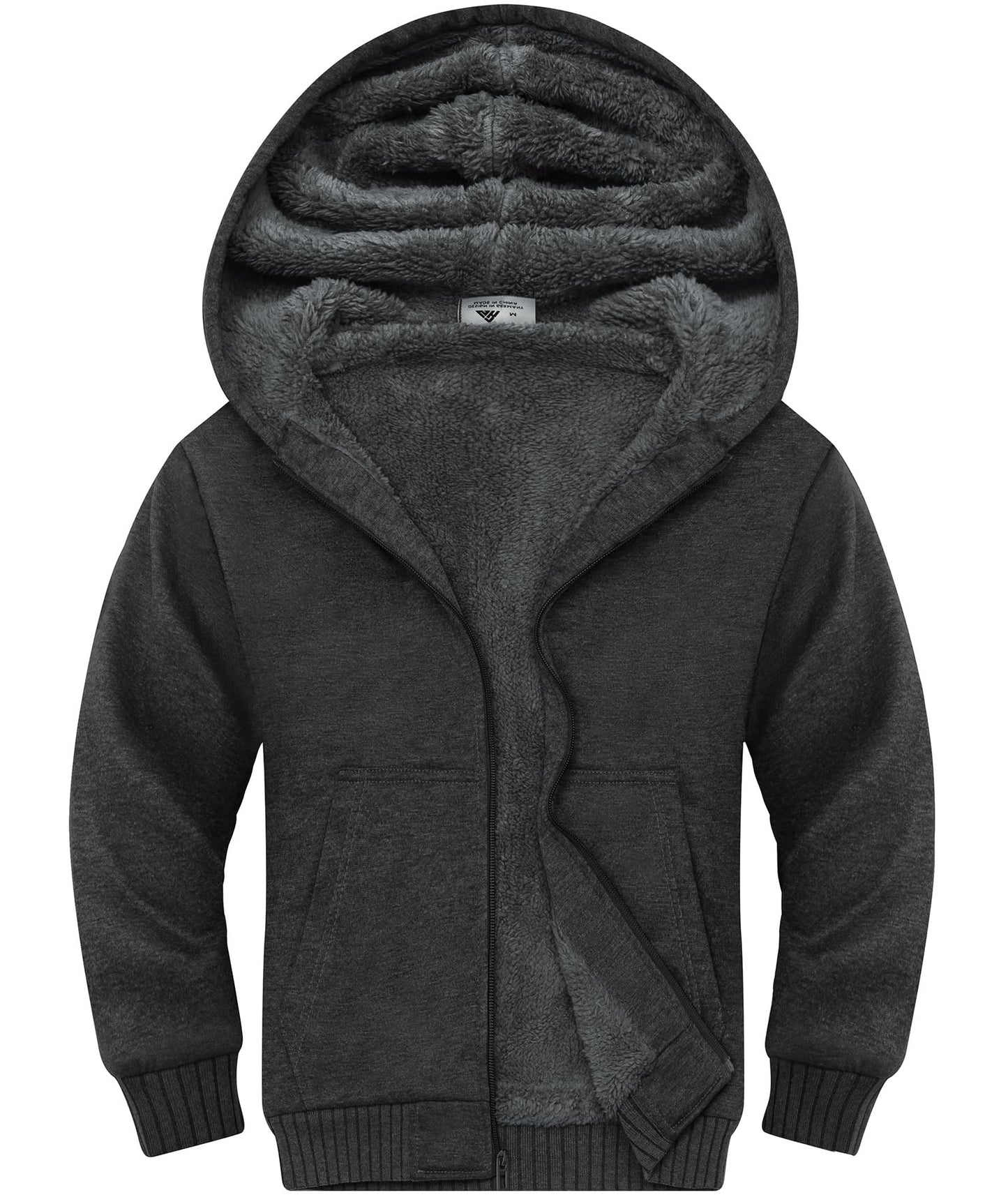 LLdress Fleece Jacket Boys Hoodie with Zip Children's Hoodie Boys Warm Hooded Jacket Causal Winter Ourdoor Sweat Jacket with Fleece Lining Hooded Jackets for Boys